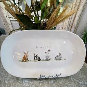 NEW Rae Dunn Hoppy Easter Ceramic Serving Tray Platter Plate